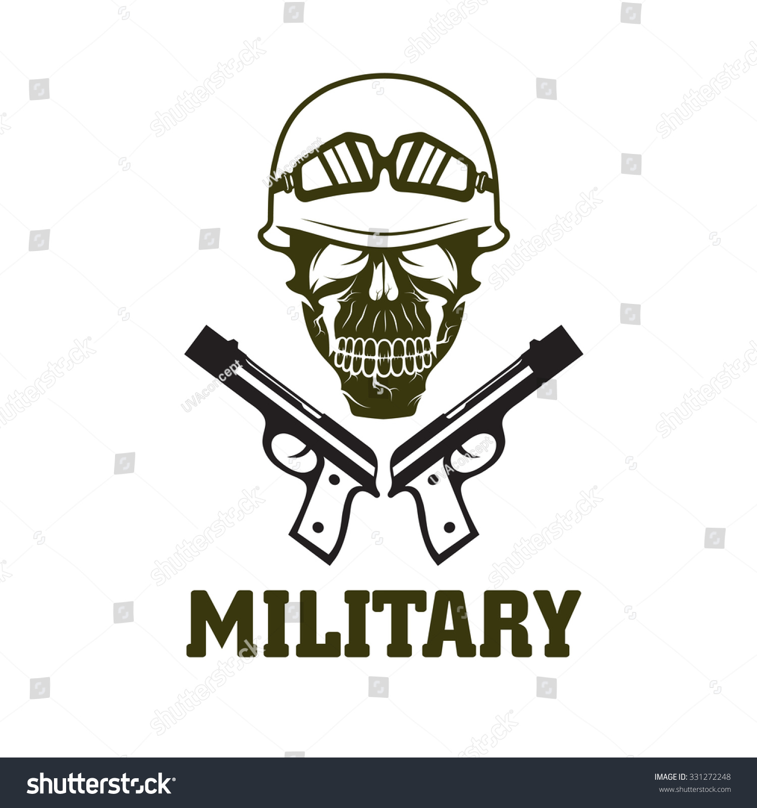 Military Emblem Skull Guns Stock Vector 331272248 - Shutterstock