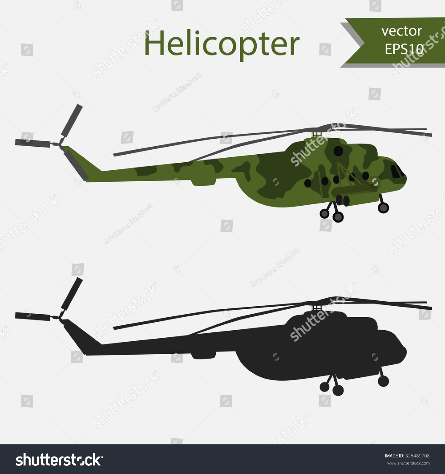 Military Helicopter Vector Illustration Helicopter Icon Stock Vector 