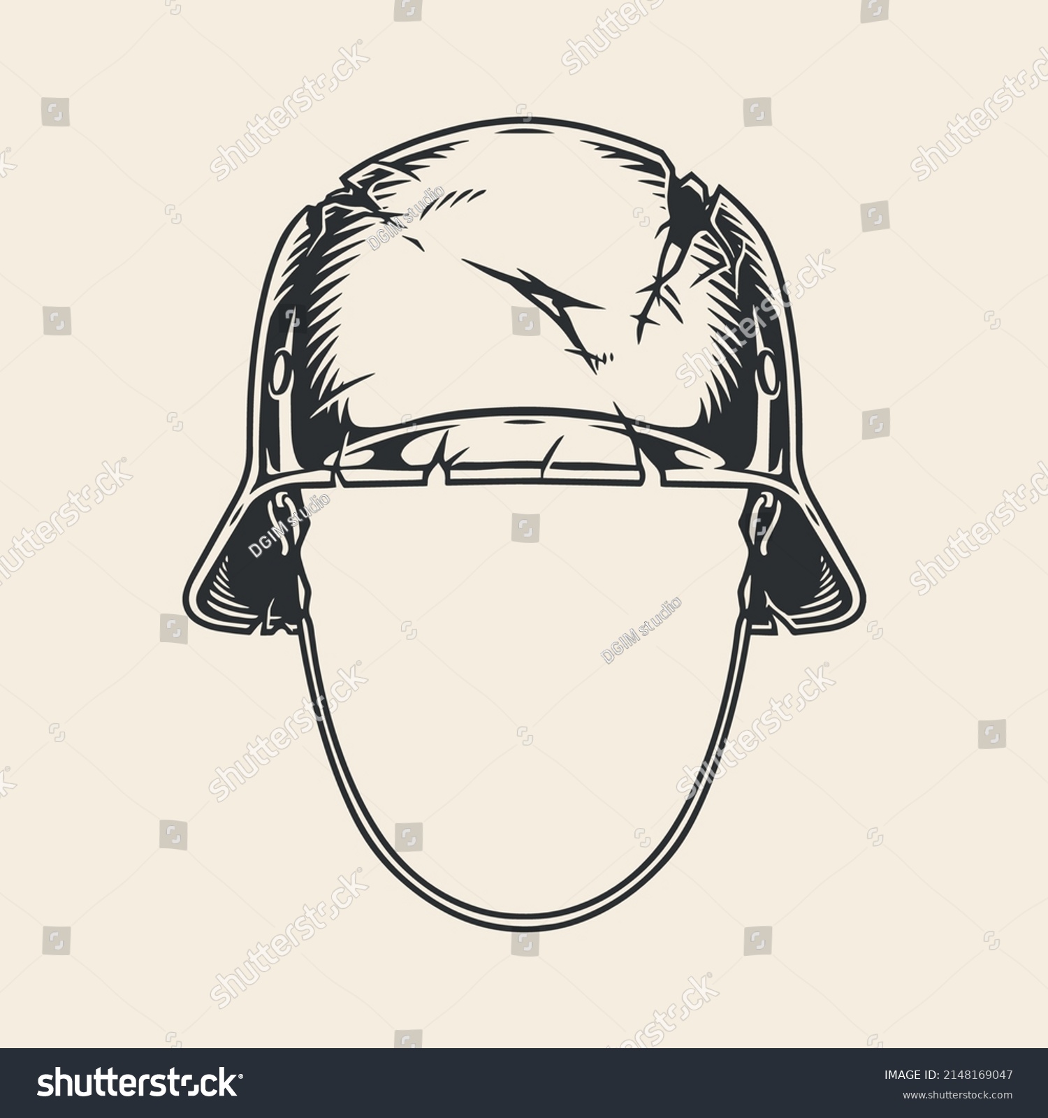 Military Helmet Label Vintage Monochrome Paratrooper Stock Vector ...