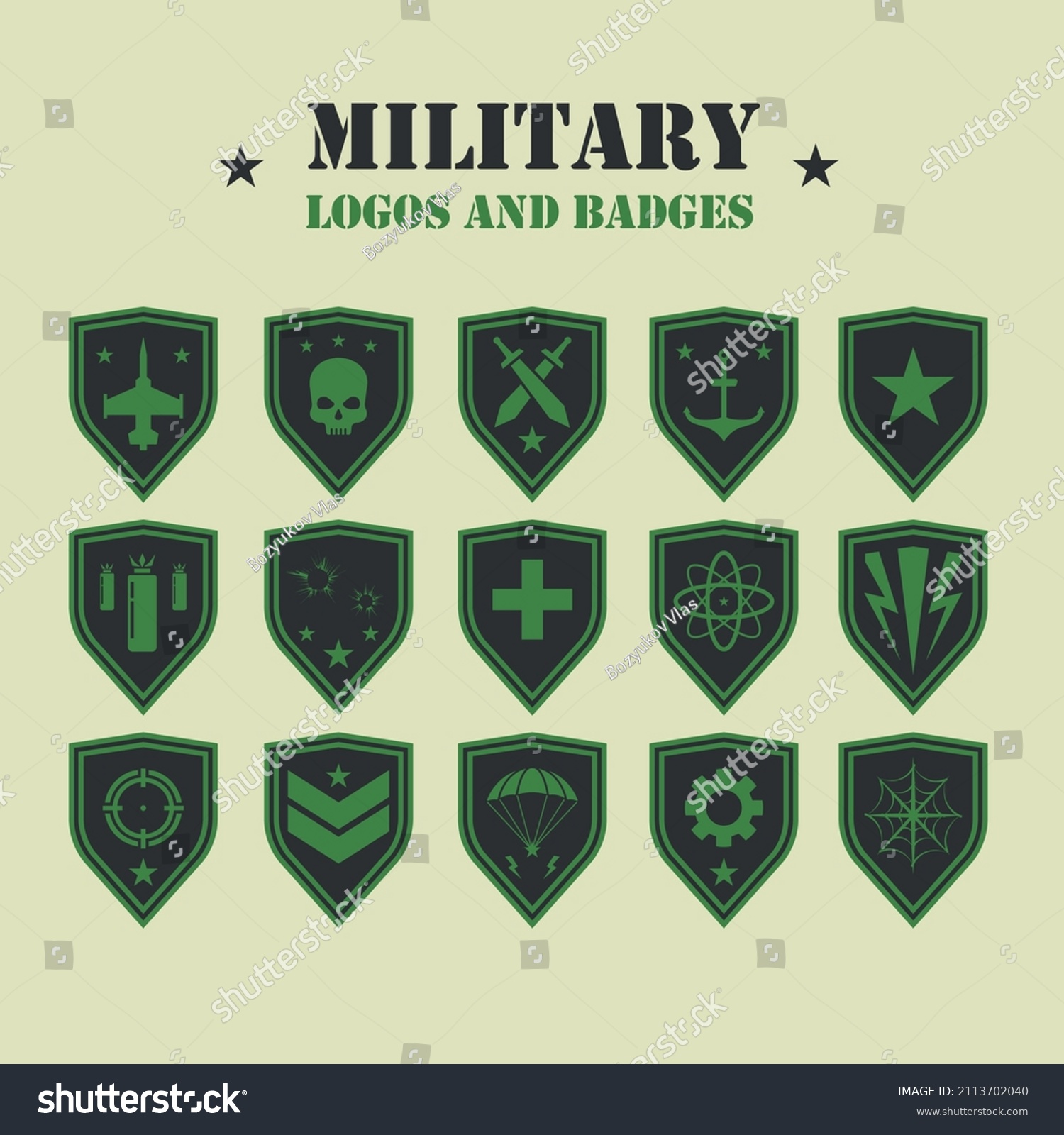 Military Logos Badges Vector Stock Vector (Royalty Free) 2113702040