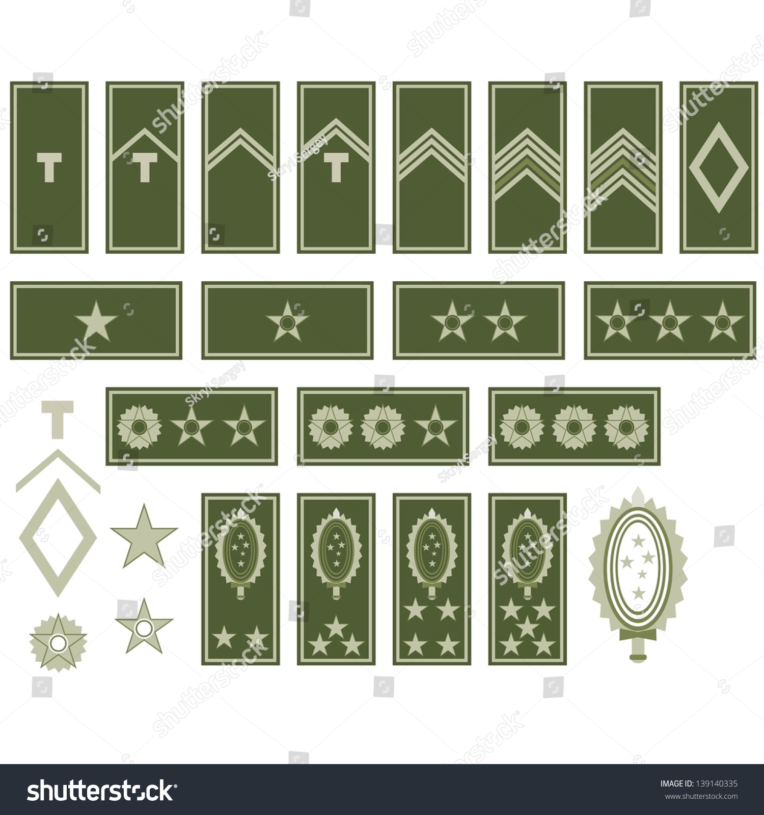 Military Ranks Insignia World Illustration On Stock Vector 139140335 ...