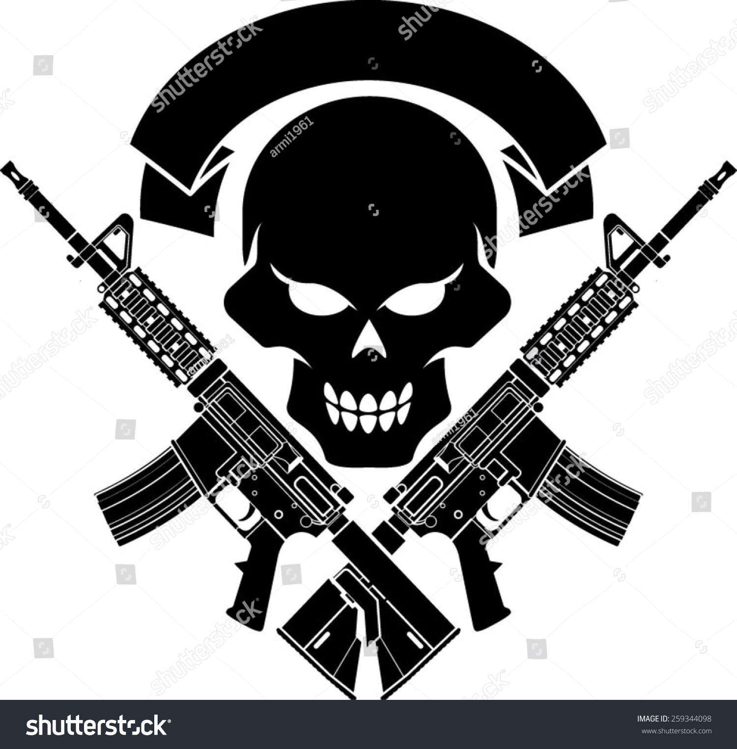 Military Skull With Crossed Assault Rifles Stock Vector 259344098 ...