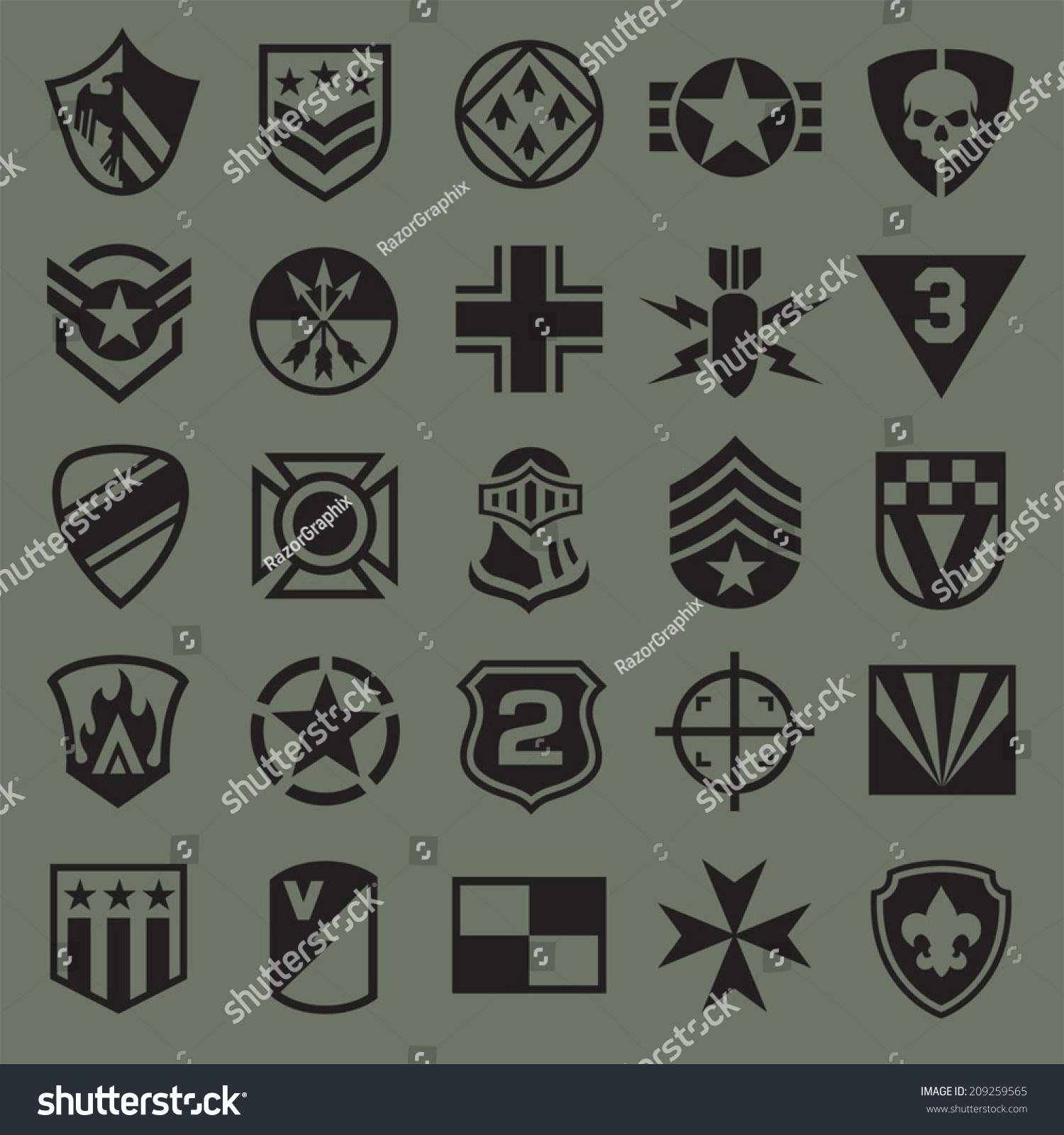 Military Symbol Icons 2 Stock Vector (Royalty Free) 209259565 ...