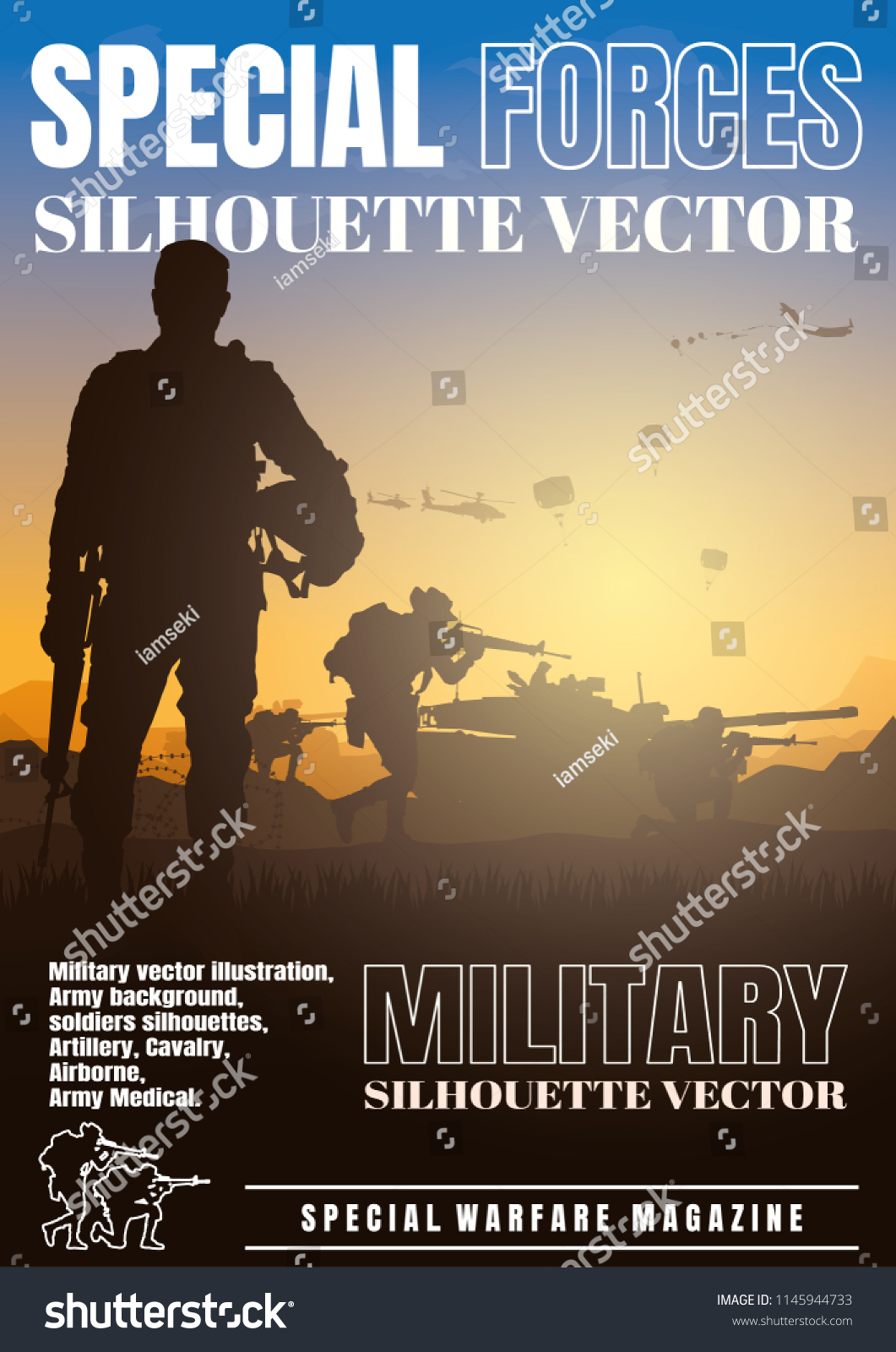 Military Vector Illustration Army Background Book Stock Vector Royalty Free 1145944733