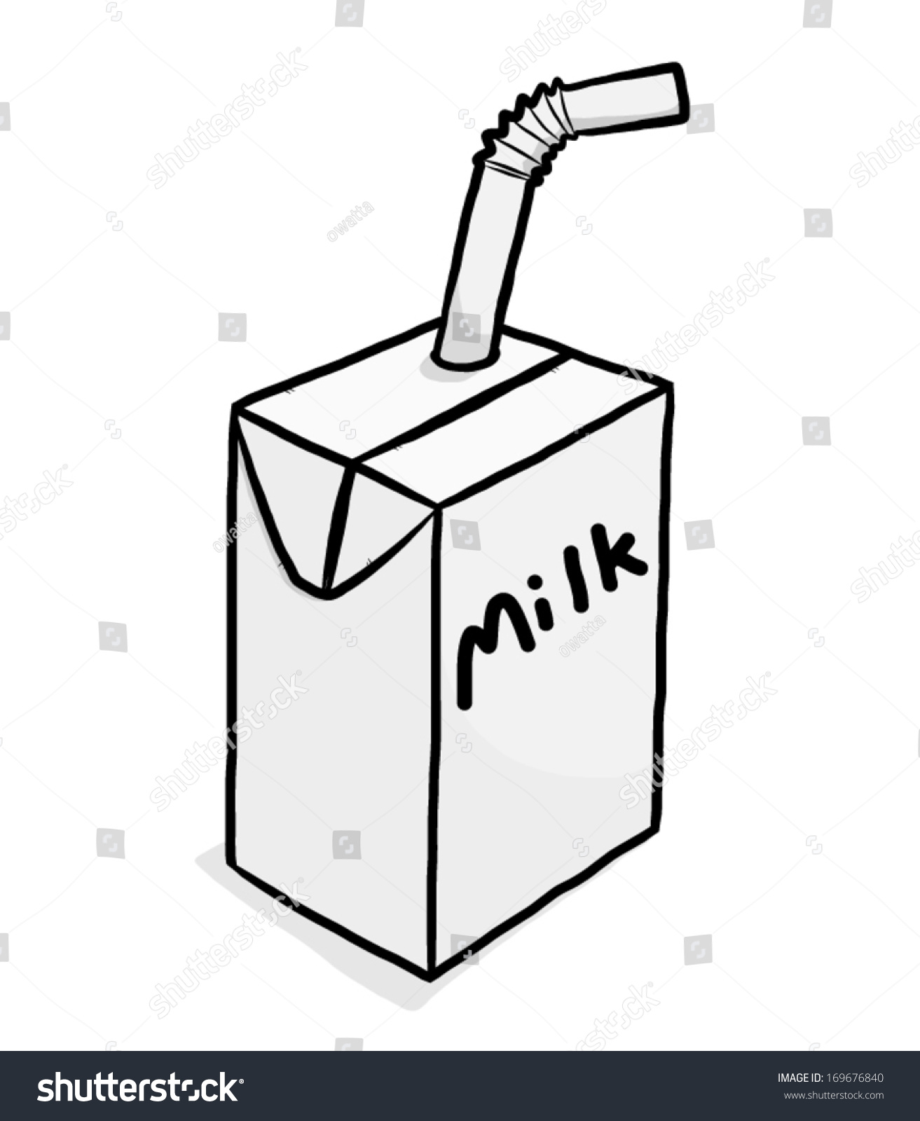 Milk Box Straw Cartoon Vector Illustration Stock Vector 169676840 