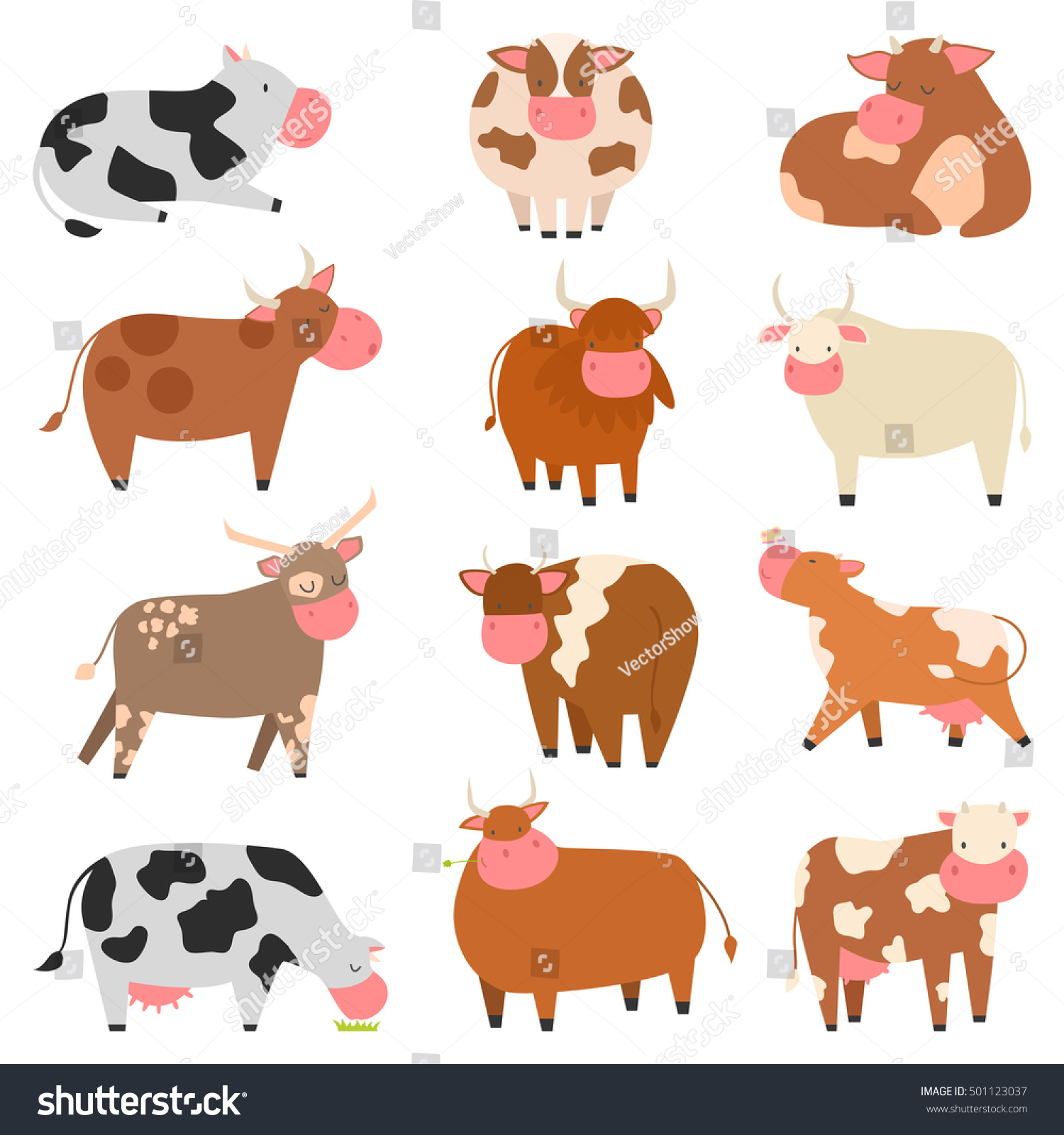 Milk Cow Calf Bull Buffalo Vector Stock Vector (royalty Free) 501123037