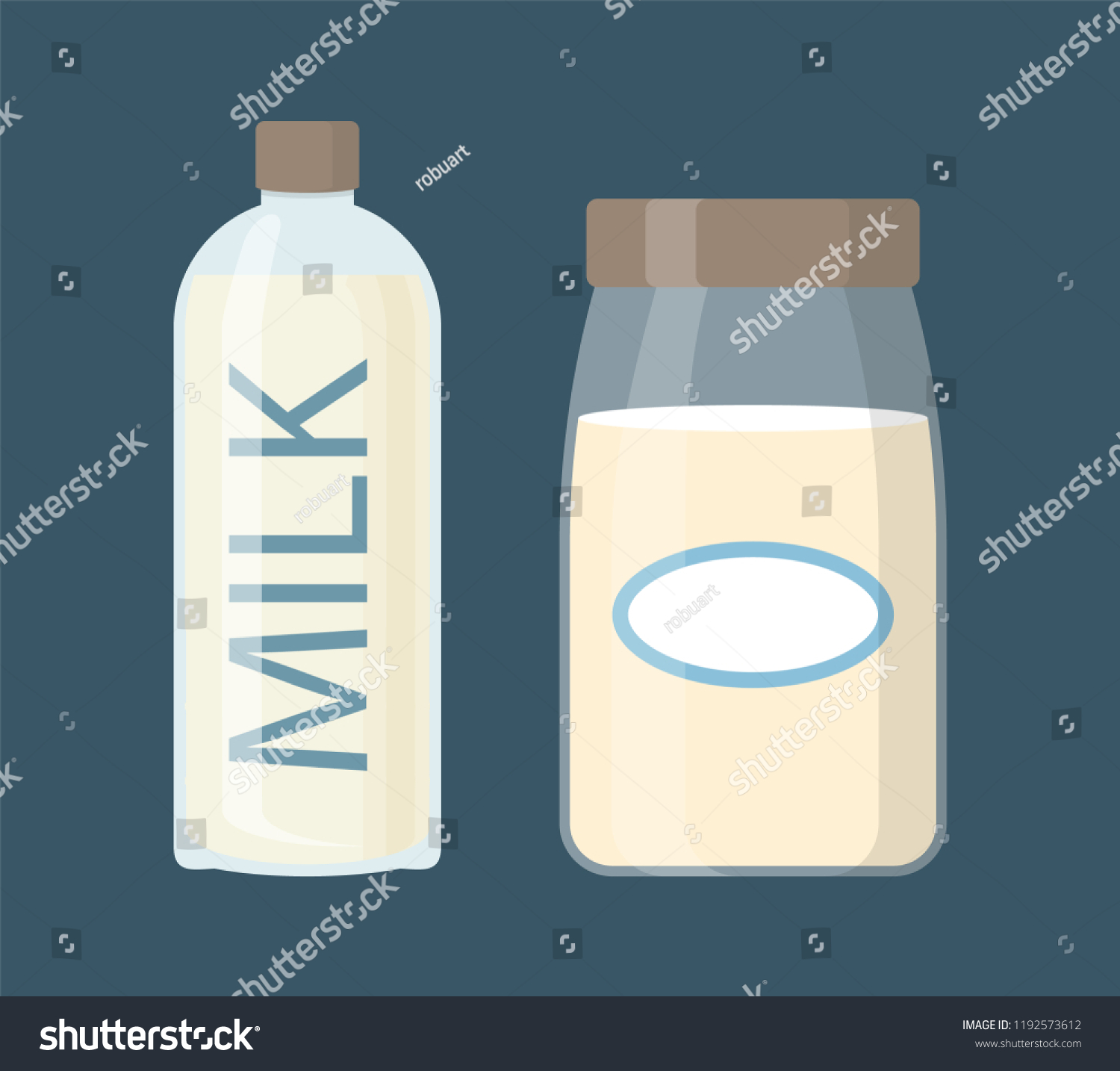Milk Dairy Product Glass Bottles Isolated Stock Vector Royalty Free 1192573612