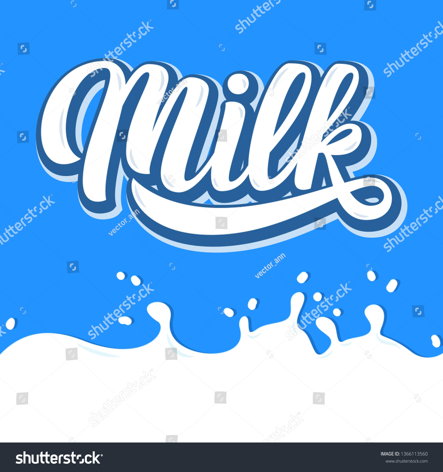 Milk Hand Lettering Custom Typography Cartoon Stock Vector (Royalty ...