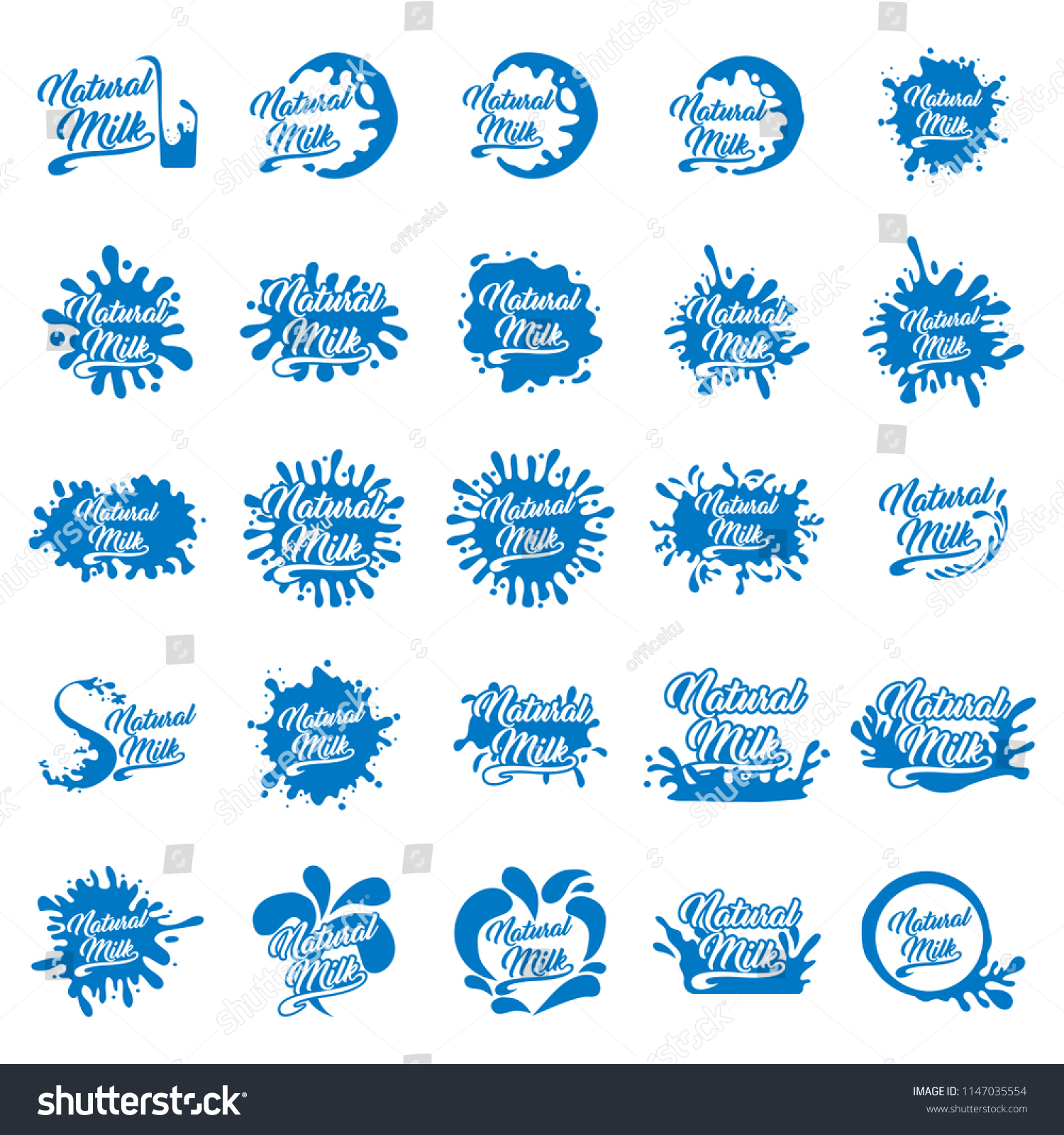 Milk Labels Vector Set Splash Blot Stock Vector Royalty Free 1147035554 1496