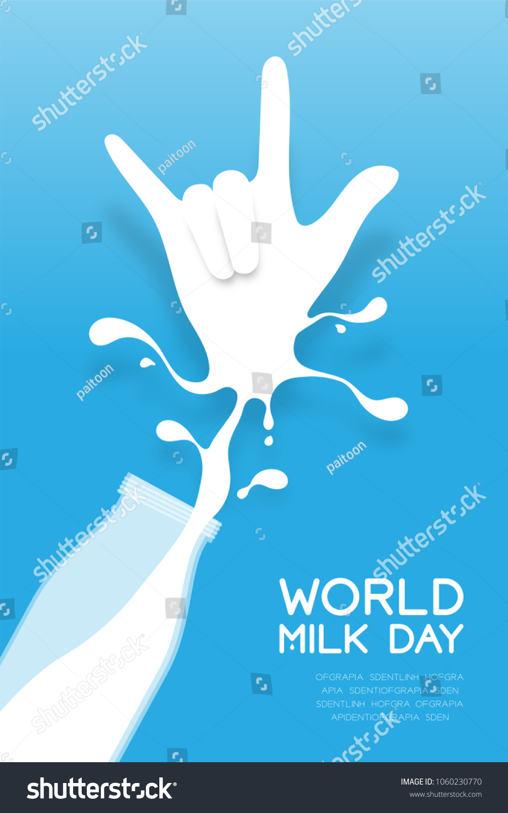 Milk Splash Love You Hand Sign Stock Vector Royalty Free