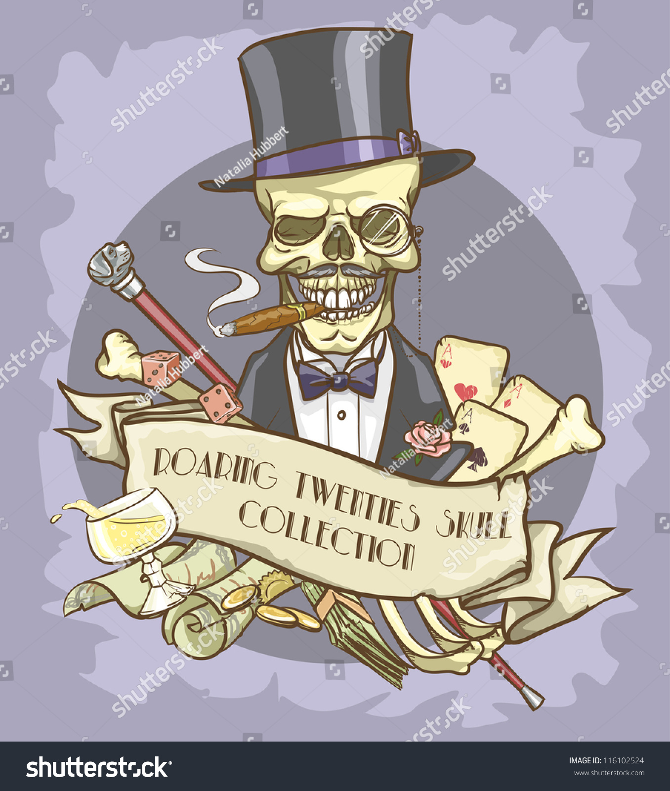 Millionaires Skull Logo Design Roaring Twenties Stock Vector (Royalty