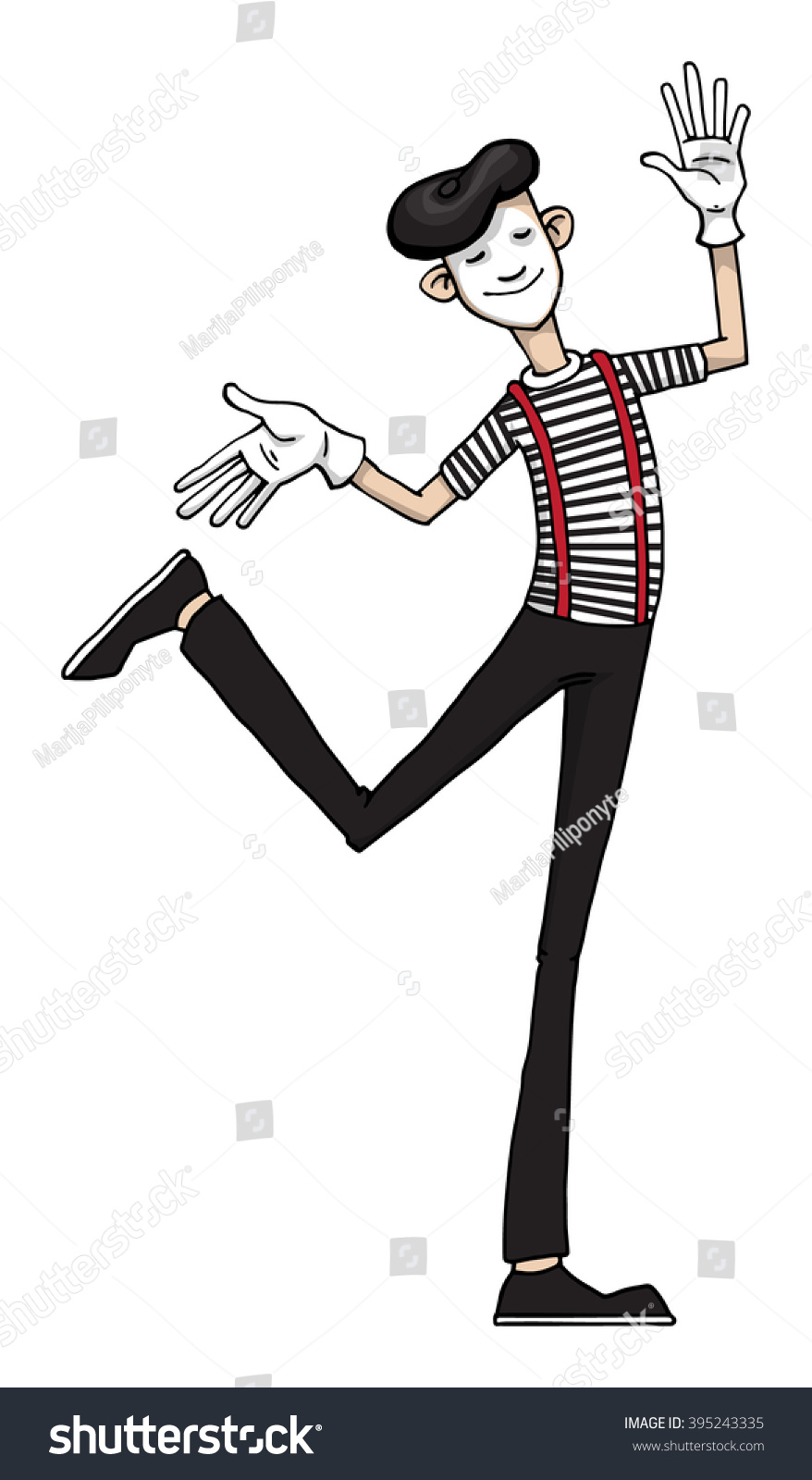 Mime Cartoon Character Isolated On White Stock Vector 395243335