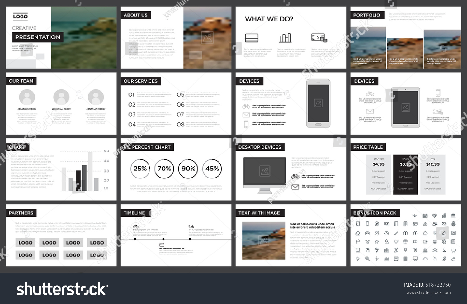 minimal black white presentation template you stock vector minimal black white presentation template you stock vector, Presentation templates