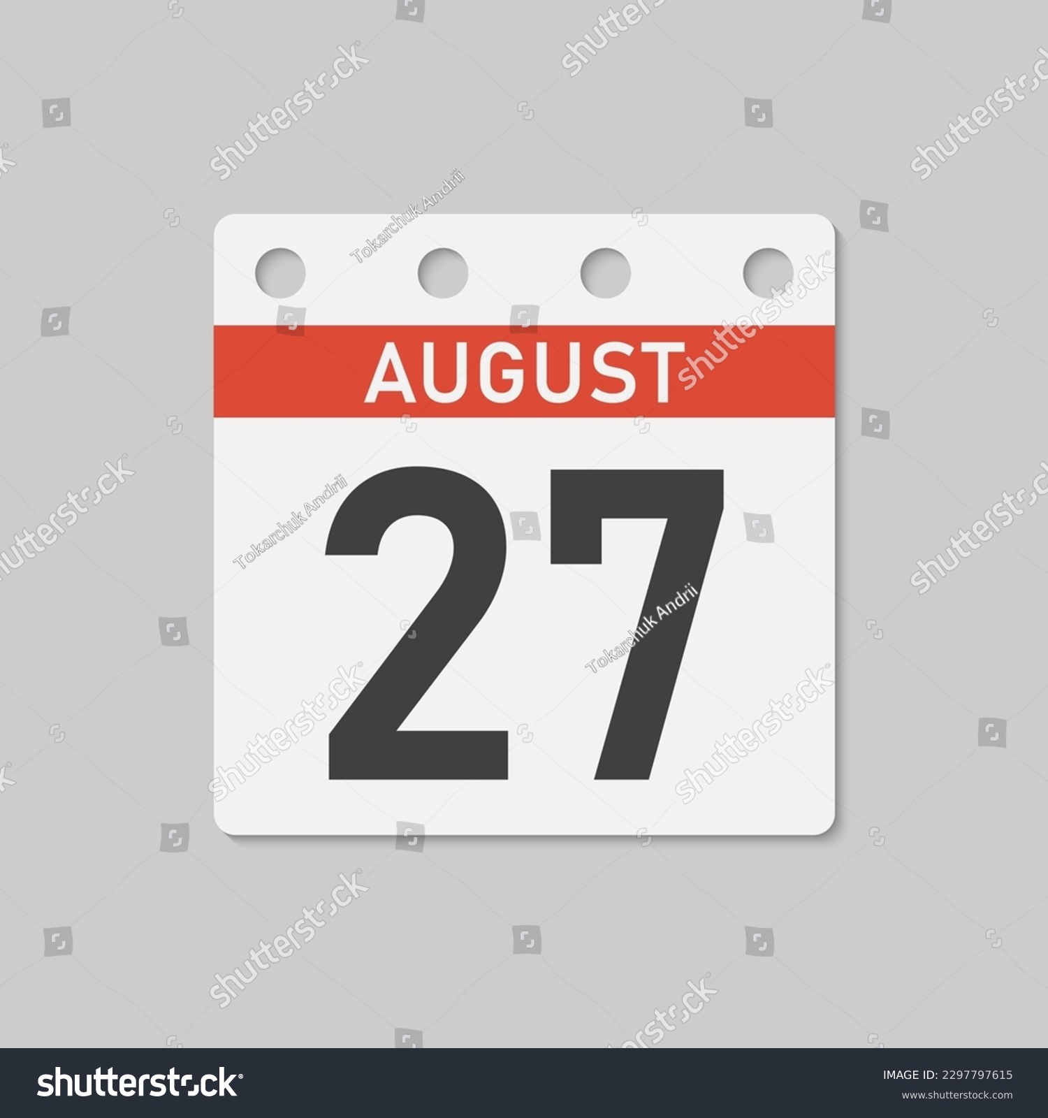 SVG of Minimal icon page calendar - 27 August. Vector illustration day of the month. 27th day of month Sunday, Monday, Tuesday, Wednesday, Thursday, Friday, Saturday. Template for anniversary, reminder, plan svg