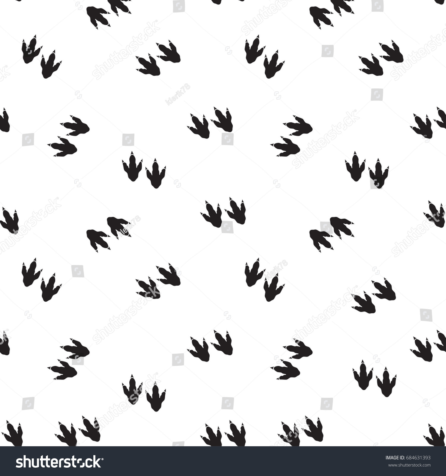 Minimal Seamless Pattern Dinosaur Foots Black Stock Vector (royalty 