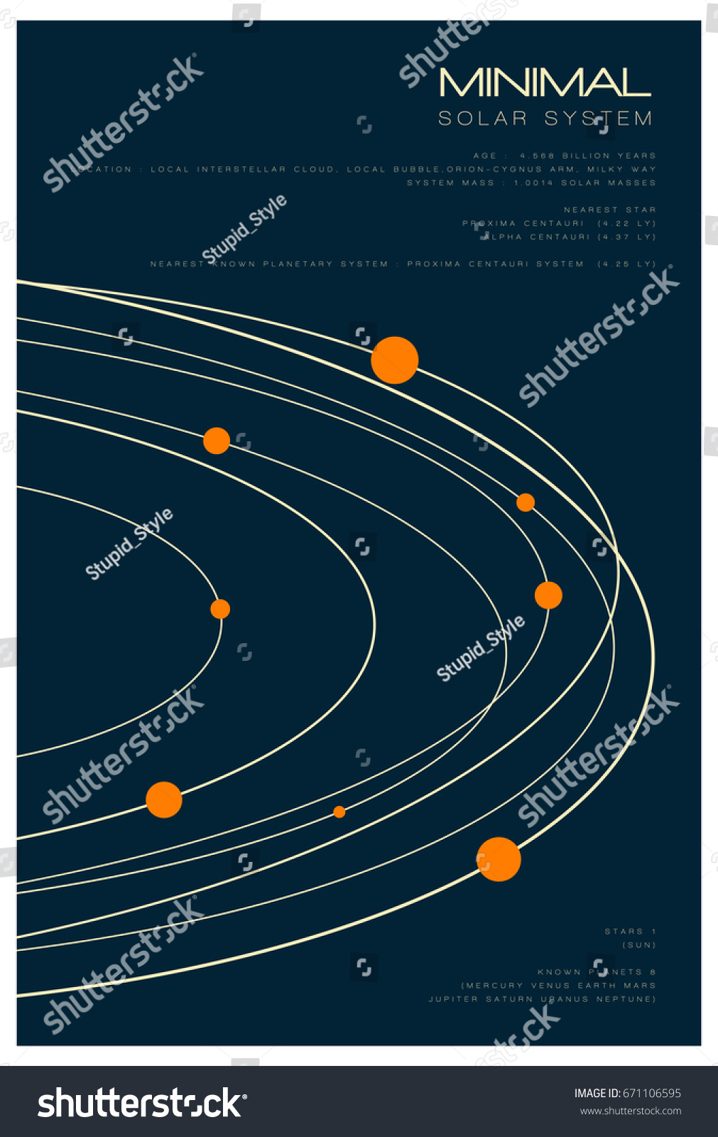 Minimal Solar System Poster The Arts Abstract Stock Image