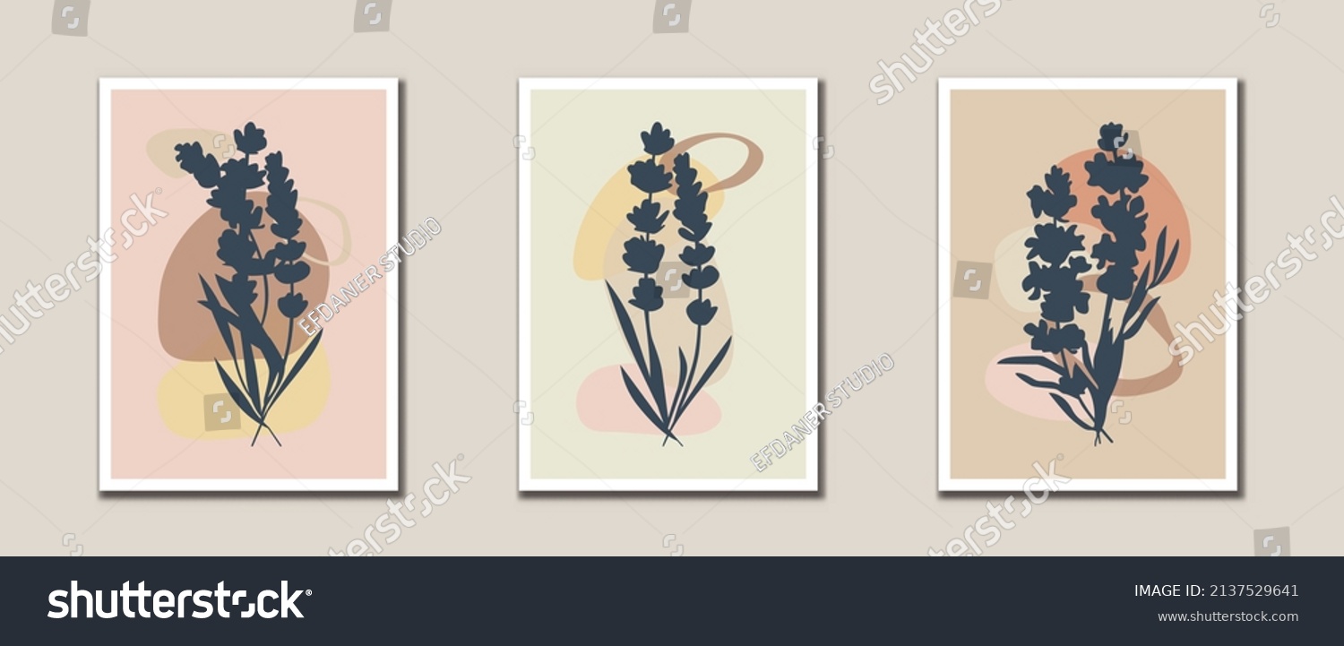 Minimalist Abstract Flowers Leaves Line Art Stock Vector Royalty Free