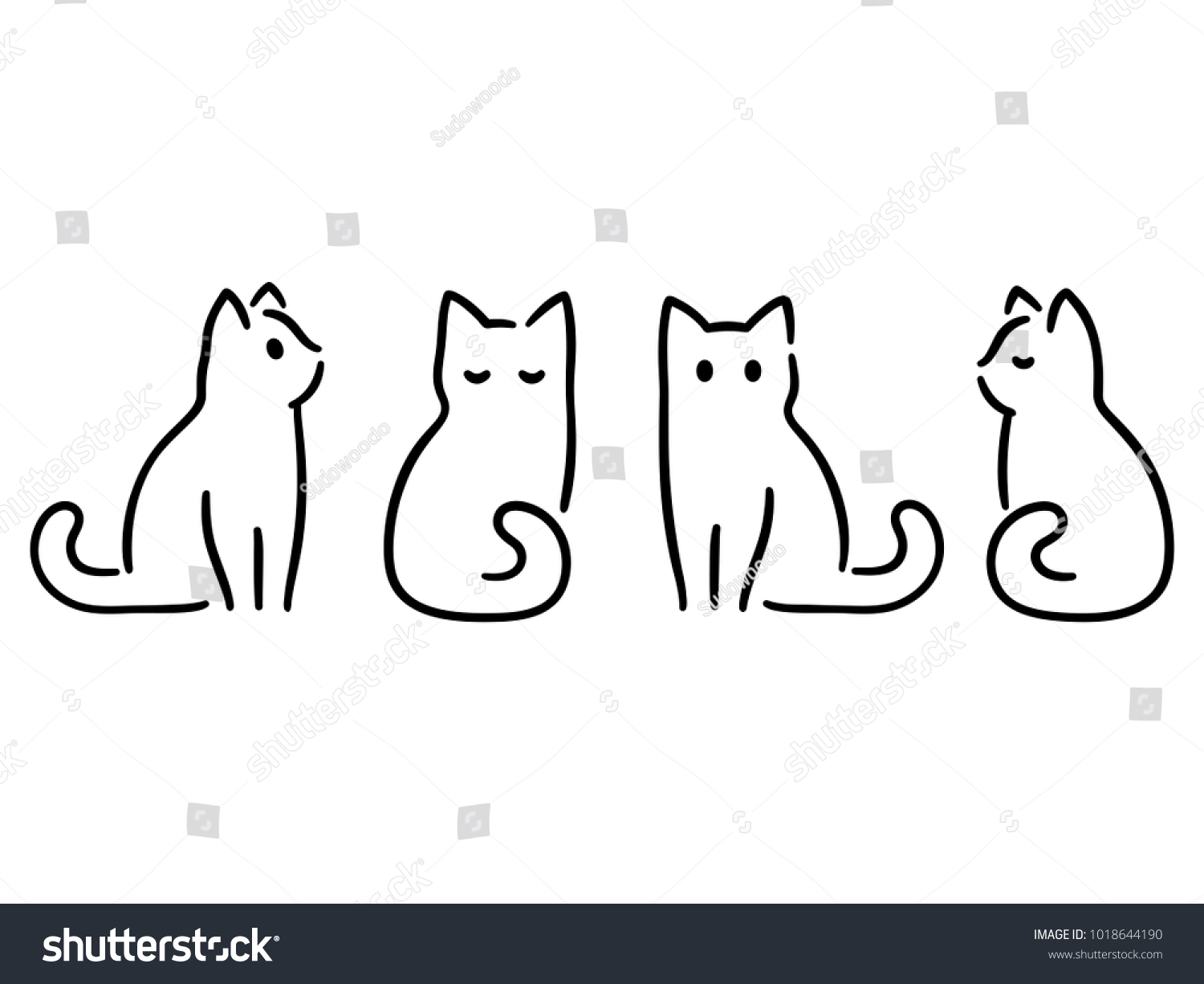 Dessin Minimaliste De Chats Doodles De Image Vectorielle De Stock Libre De Droits