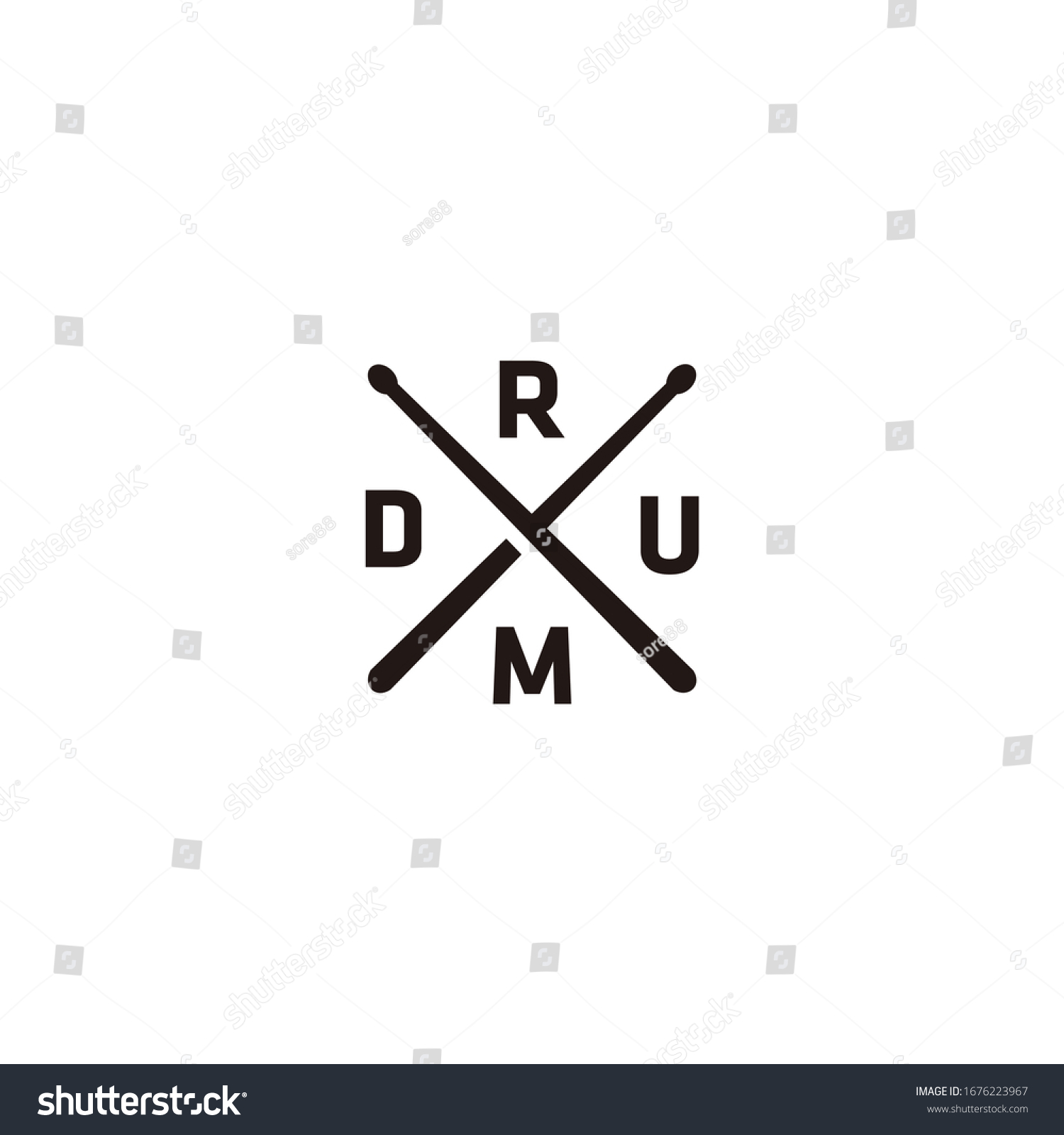 Minimalist Drum Stick Cross X Logo Stock Vector Royalty Free 1676223967