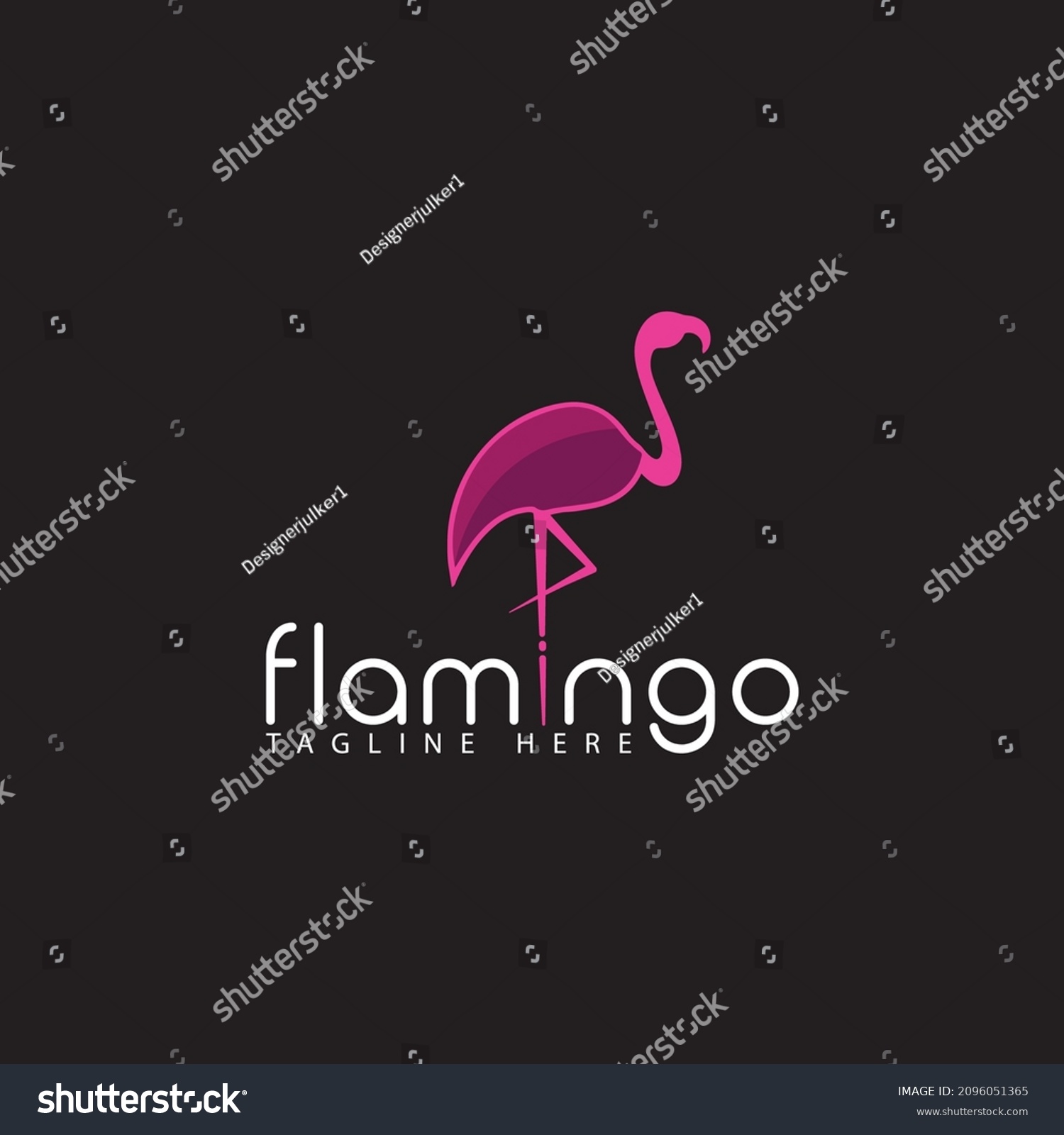 Minimalist Flamingo Shop Logo Design Stock Vector (Royalty Free