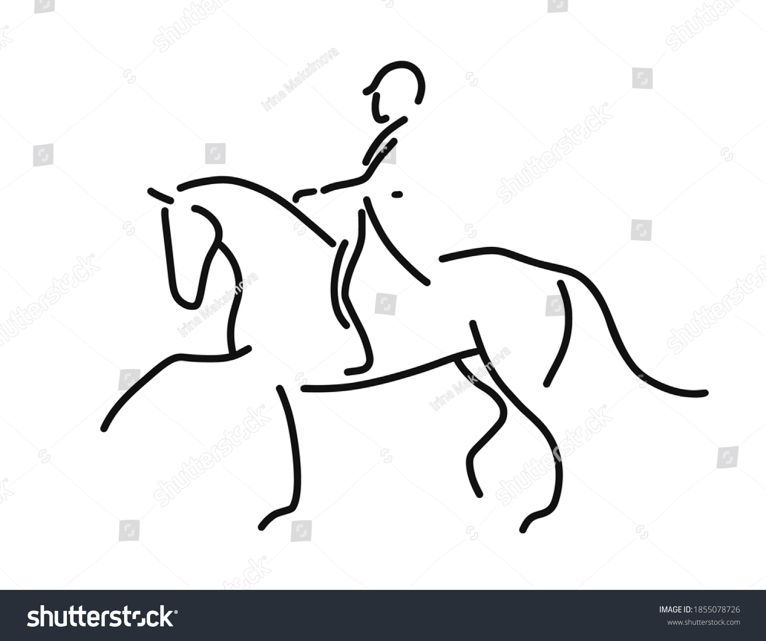 Minimalist Lineart Outline Equestrian Dressage Icon Stock Vector ...