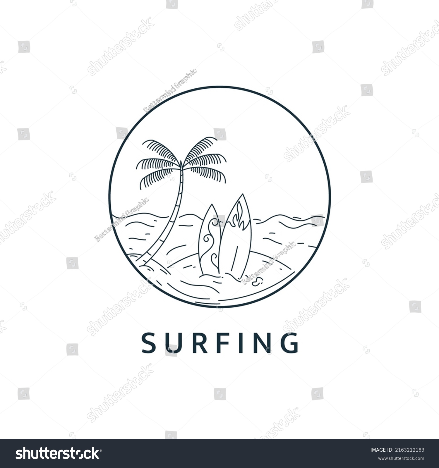 Minimalist Surf Logo Line Art Illustration Stock Vector (Royalty Free ...