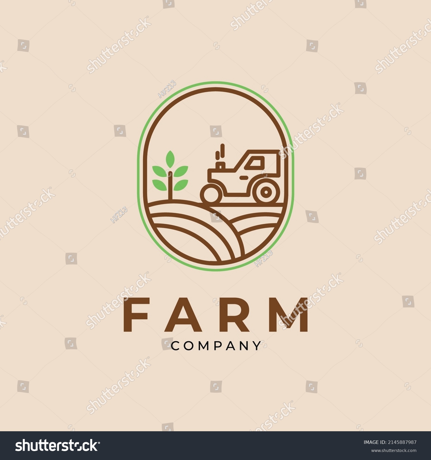 Minimalist Tractor Farm Line Art Logo Stock Vector (Royalty Free ...