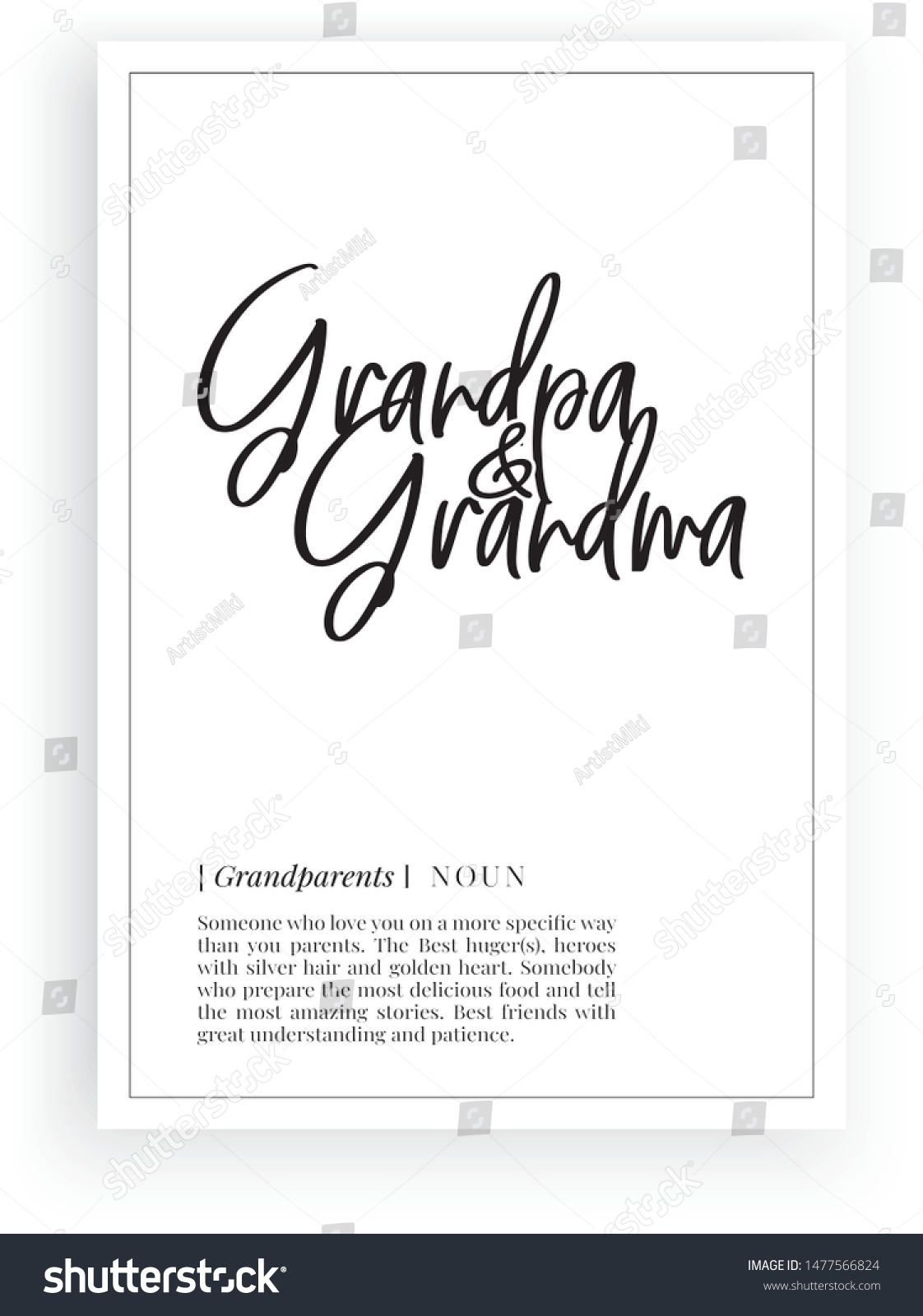 Minimalist Wording Design Grandparents Definition Wall Stock