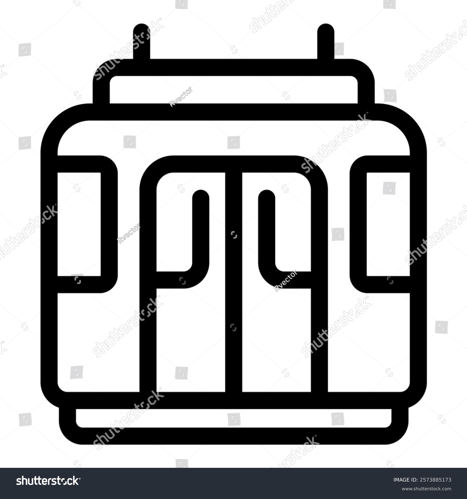 recommend clip art: Minimalistic black and white vector illustration of a simplified tram icon for urban public transportation system in the city, depicting a clean and modern design