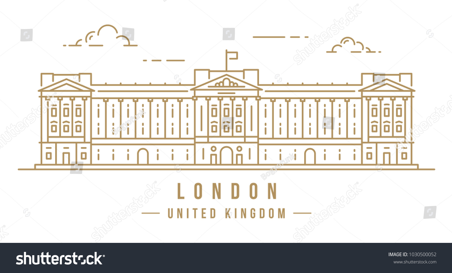 SVG of Minimalistic line-art landmark icon of Buckingham Palace in London, United Kingdom. Beautiful vector illustration. svg