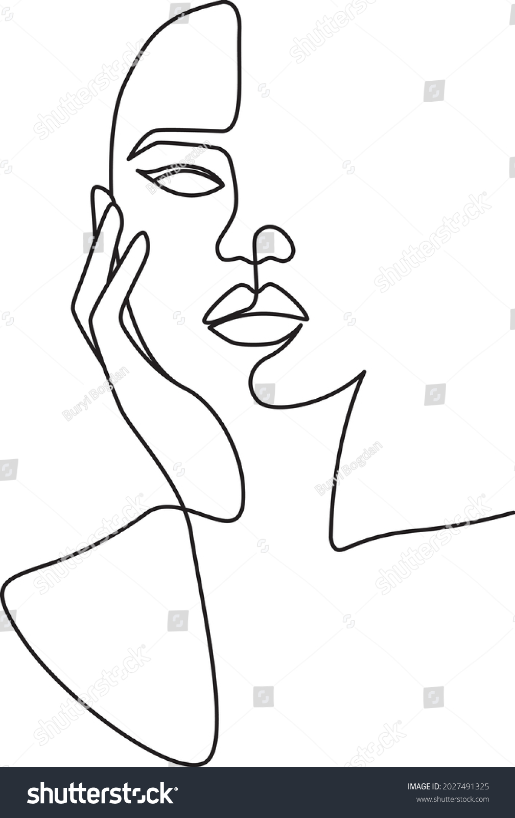 Minimalistic Silhouette Woman Sensual Female Face Stock Vector Royalty Free