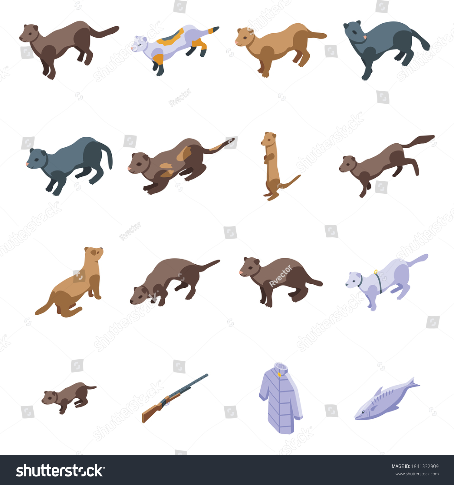 SVG of Mink icons set. Isometric set of mink vector icons for web design isolated on white background svg