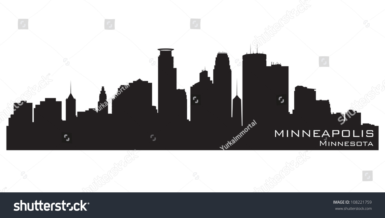 Minneapolis, Minnesota Skyline. Detailed Vector Silhouette - 108221759 ...