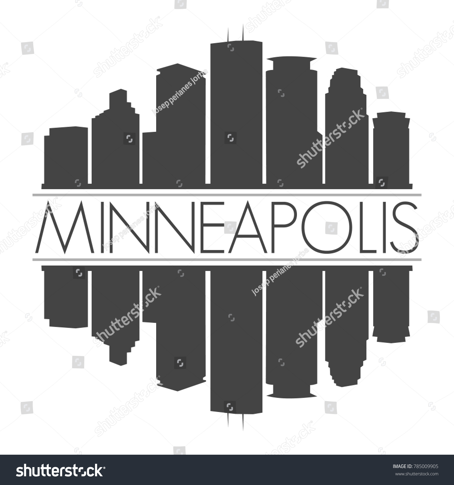 Minneapolis Minnesota Skyline Vector Art Mirror Stock Vector (Royalty ...