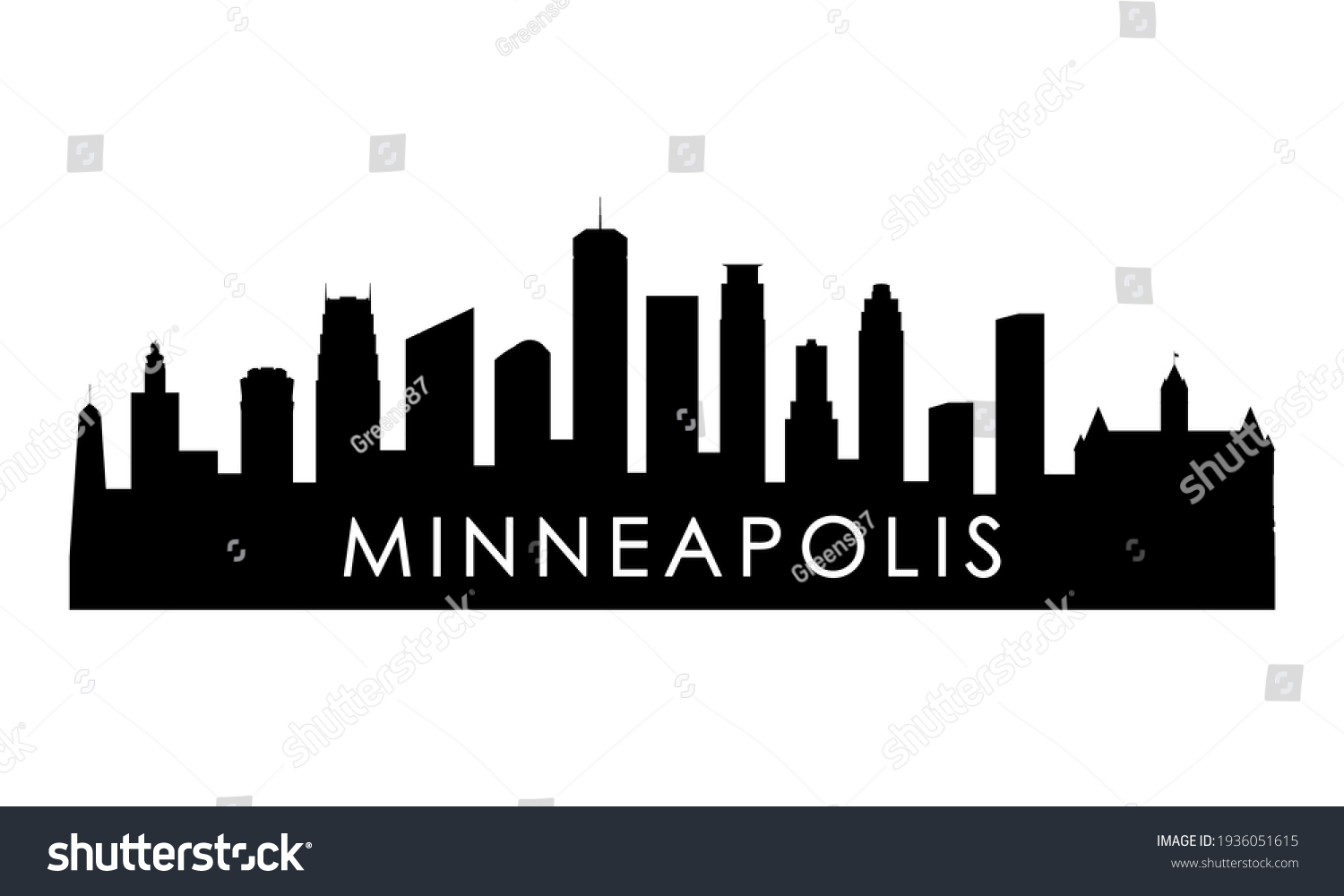 Minneapolis Skyline Silhouette Black Minneapolis City Stock Vector ...