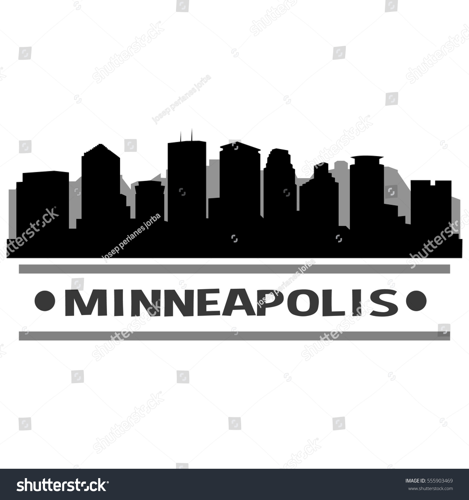 Minneapolis Skyline Silhouette Cityscape Vector Famous Stock Vector ...