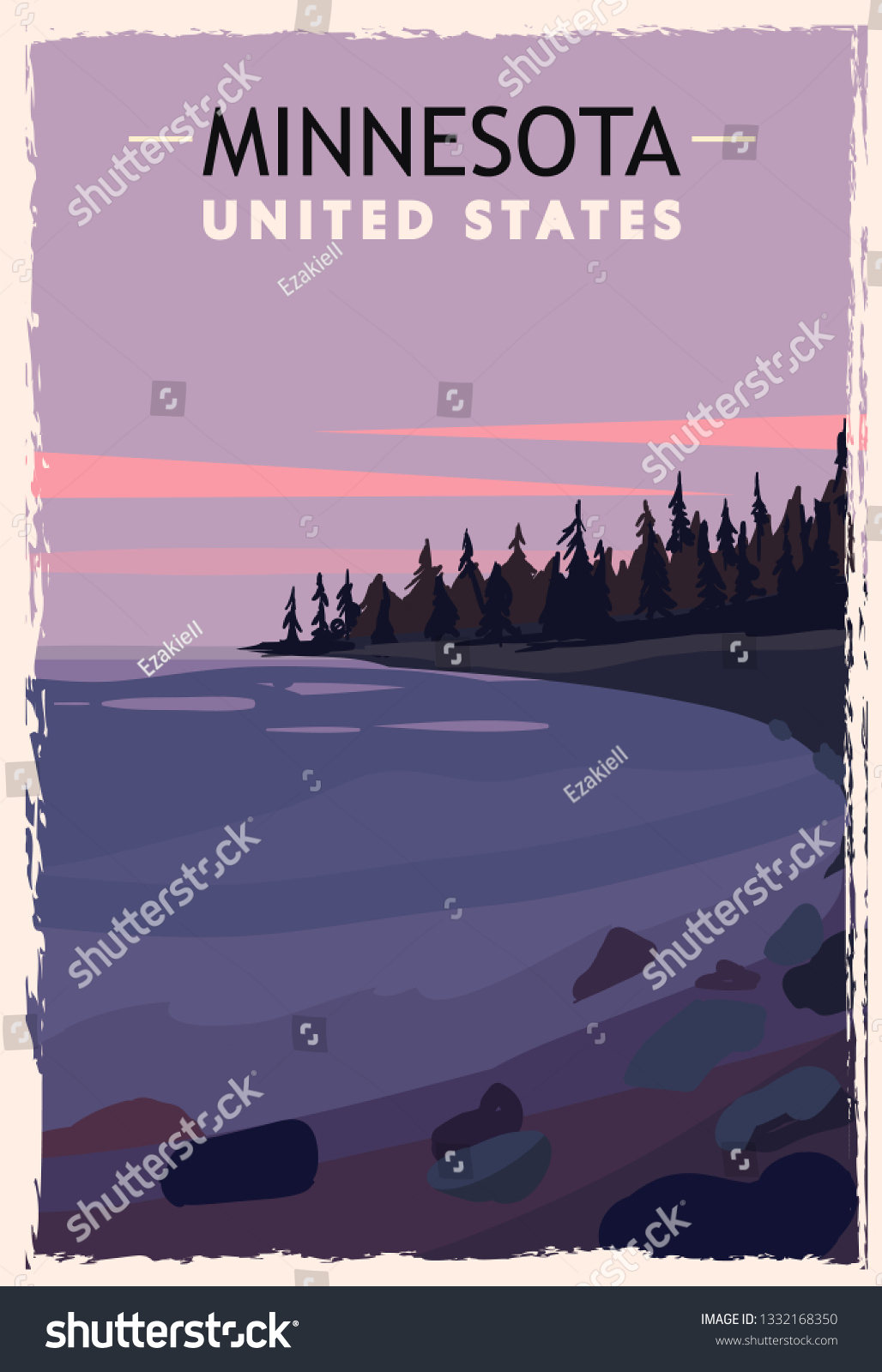 Minnesota Retro Poster Usa Minnesota Travel Stock Vector (Royalty Free ...