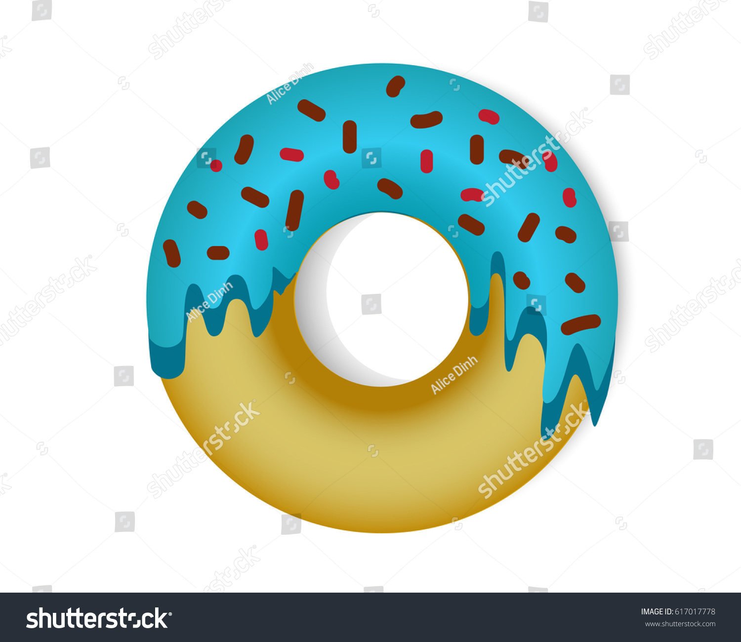 Mint Chocolate Chip Donut Vector Illustrator Stock Vector Royalty Free