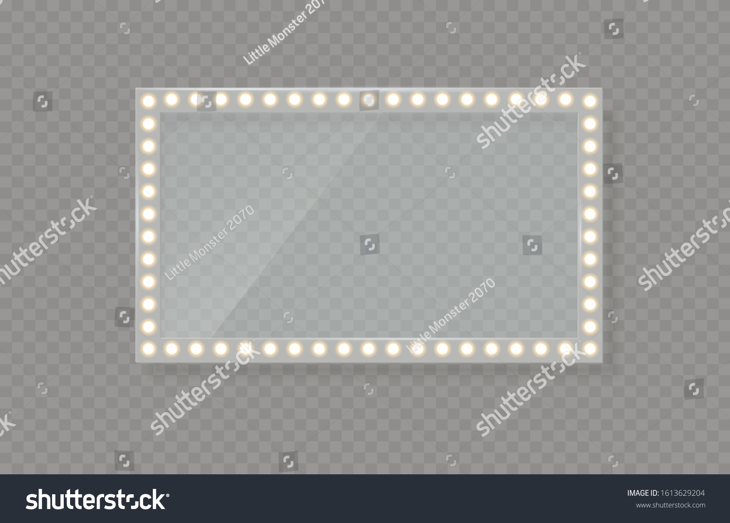 SVG of Mirror in frame with bright lights with light makeup lights in changing room or backroom. Vector illustration, EPS 10. svg