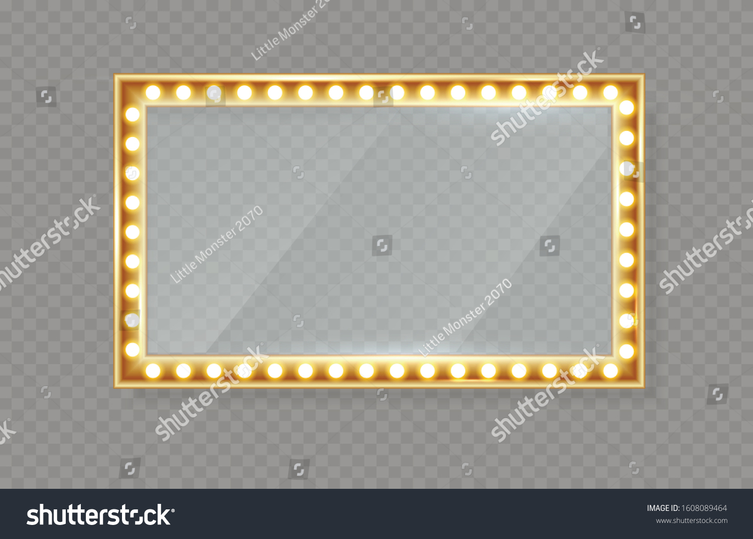 SVG of Mirror in frame with gold lights with light makeup lights in changing room or backroom. Vector illustration, EPS 10. svg