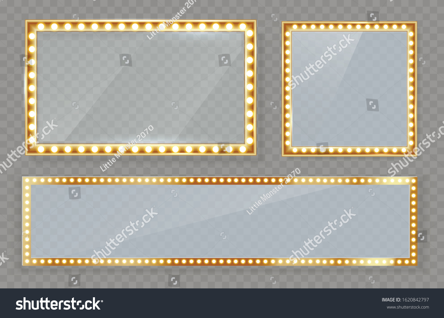 SVG of Mirror in frame with gold lights with light makeup lights in changing room or backroom. Vector illustration, EPS 10. svg
