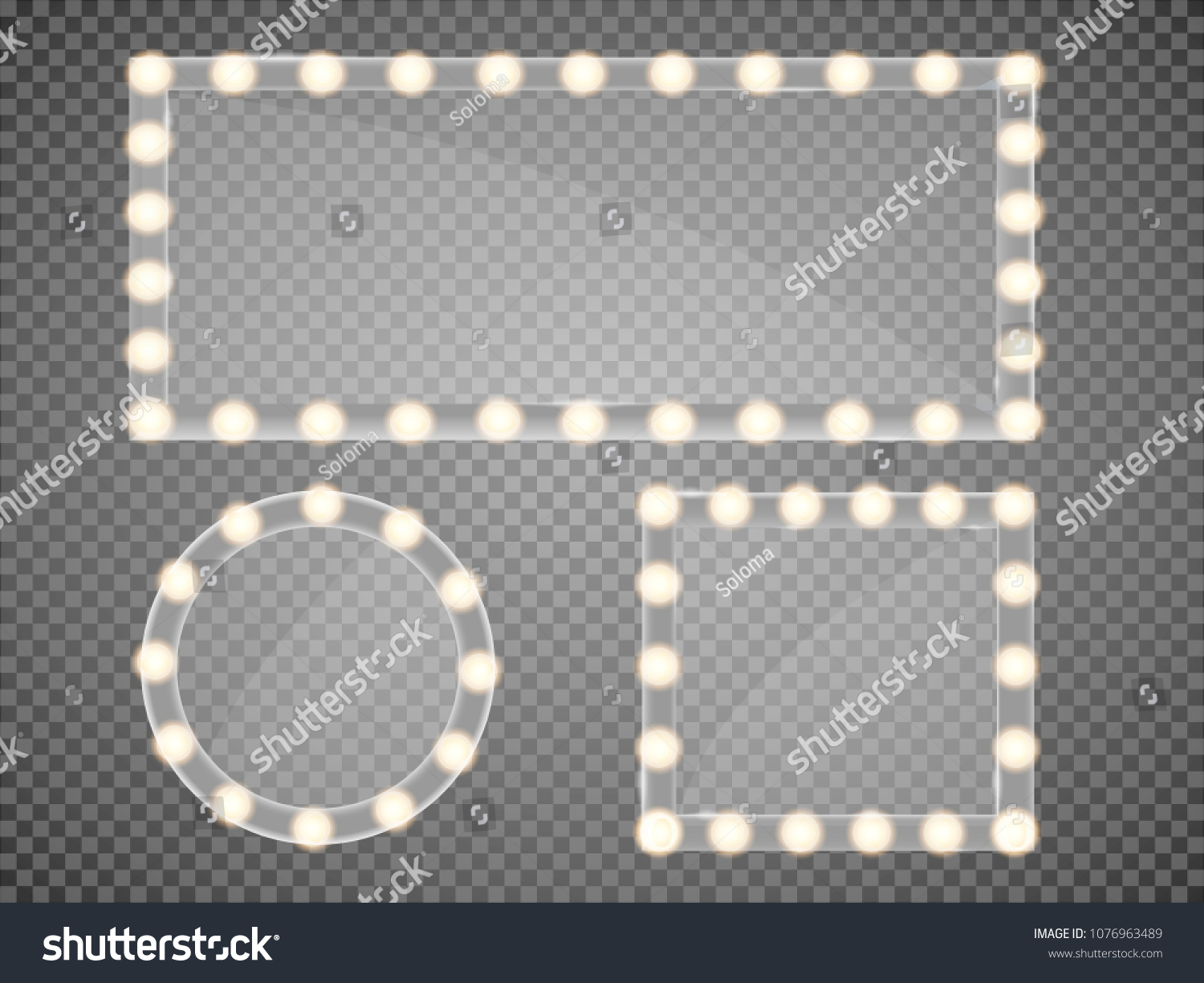 SVG of Mirror in frame with light makeup lights for changing room or backroom, on transparent background vector illustration svg