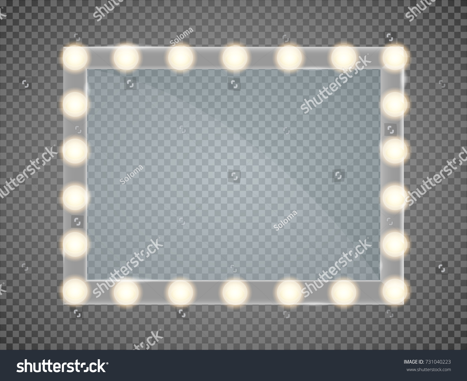 SVG of Mirror in frame with light makeup lights for changing room or backroom, on transparent background vector illustration svg
