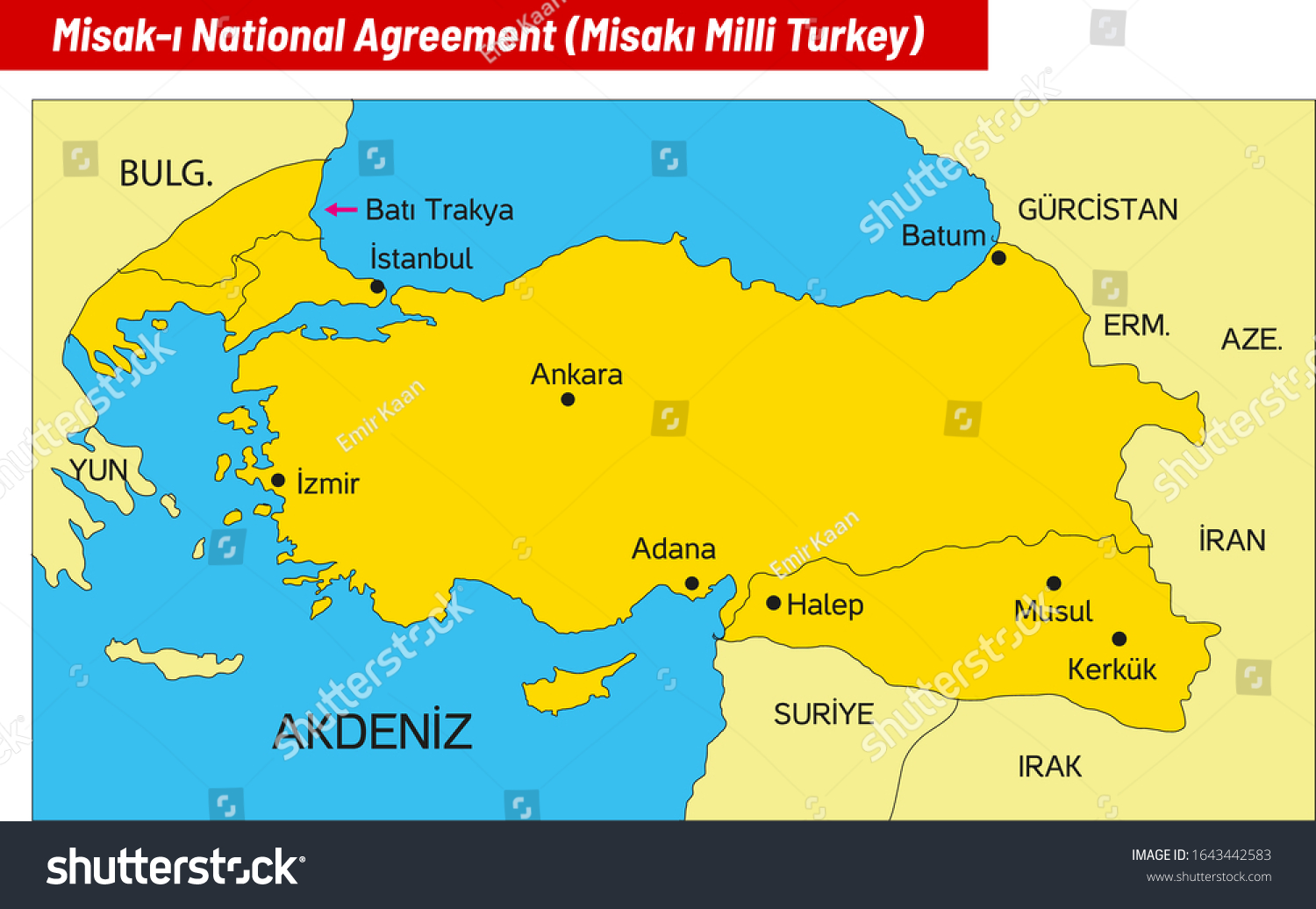 Misaki Milli Turkey Map Vector Treaty Stok Vektör (Telifsiz) 1643442583