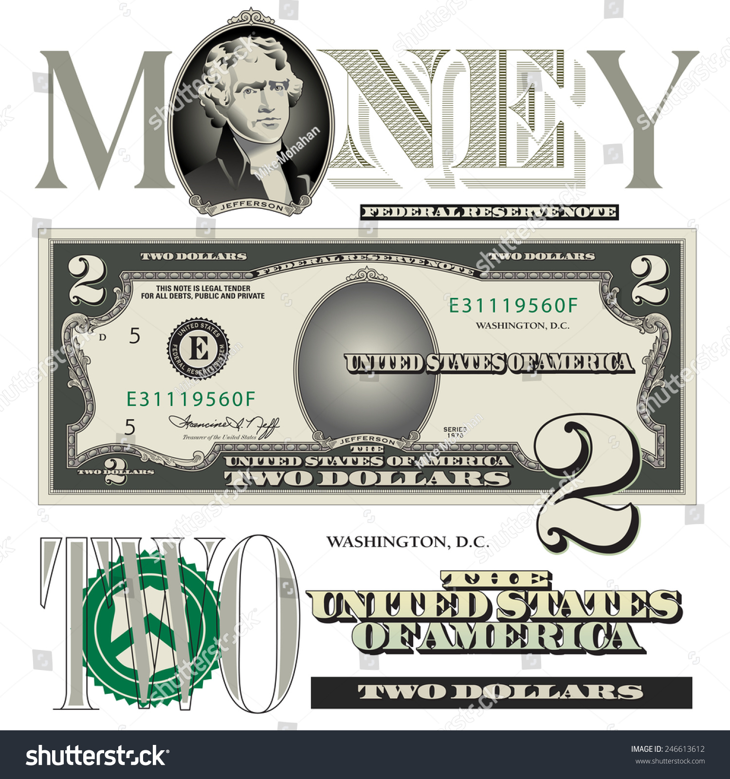 SVG of Miscellaneous two dollar bill elements svg