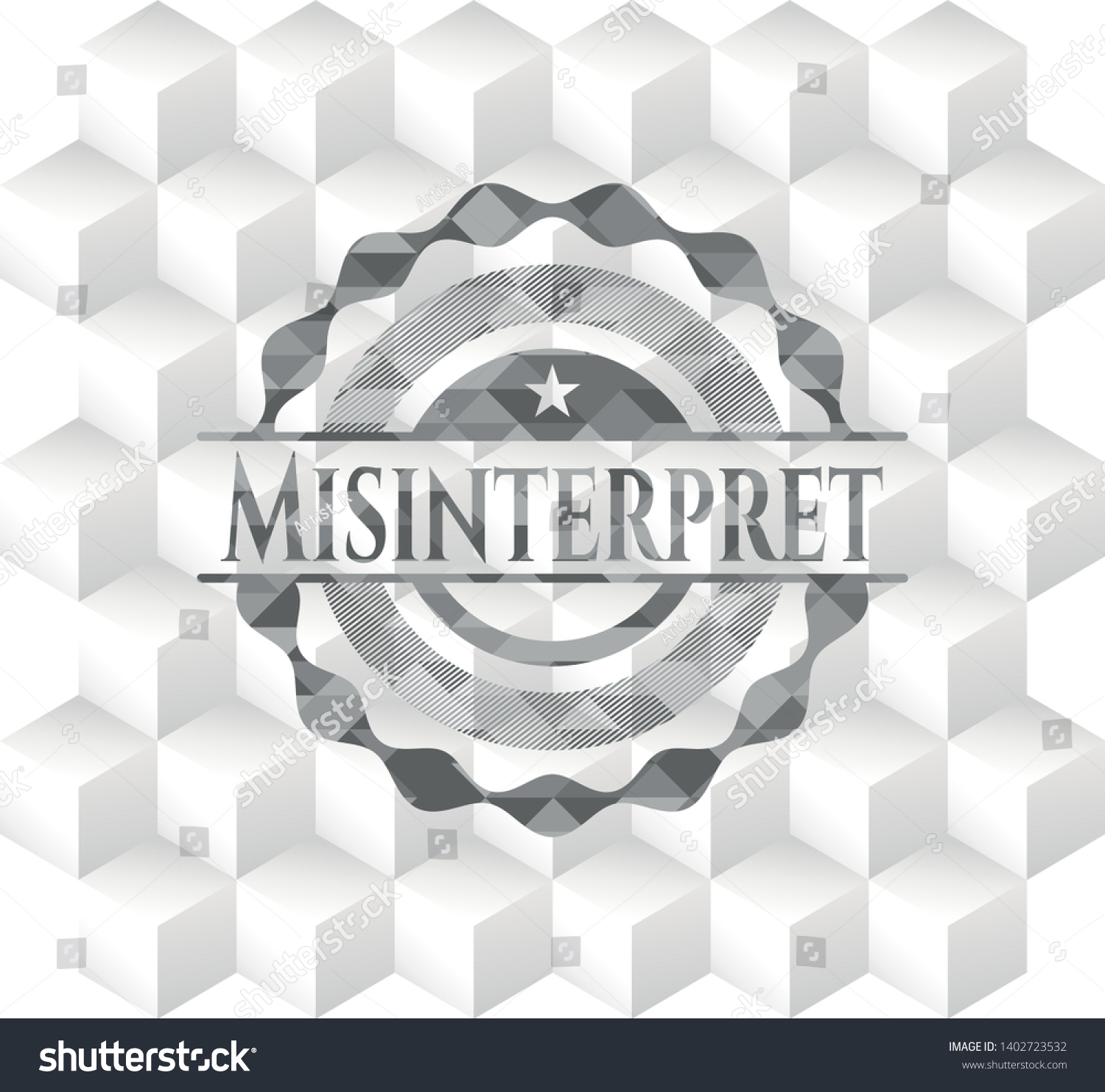 Misinterpret Grey Badge Geometric Cube White Stock Vector (Royalty Free ...