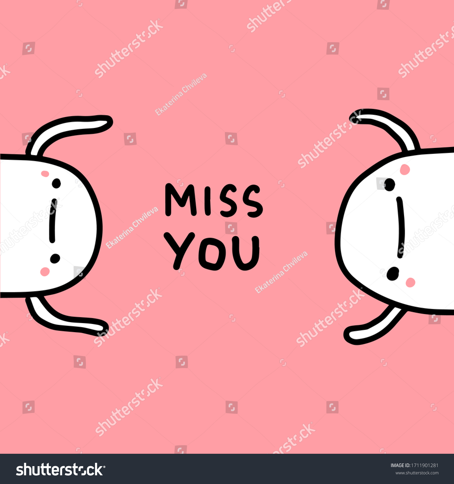 Miss You Hand Drawn Vector Illustration Stock Vector (Royalty Free ...