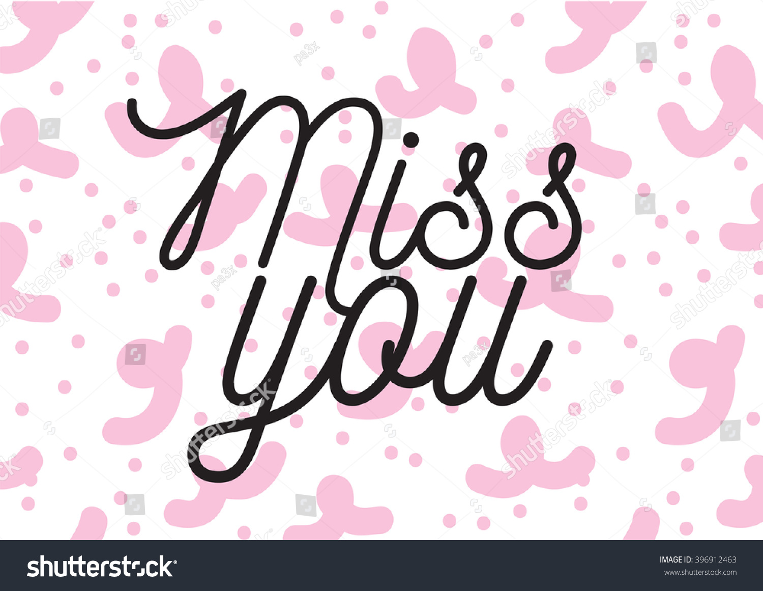 Miss You Inscription Greeting Card Calligraphy Stock Vector (Royalty ...