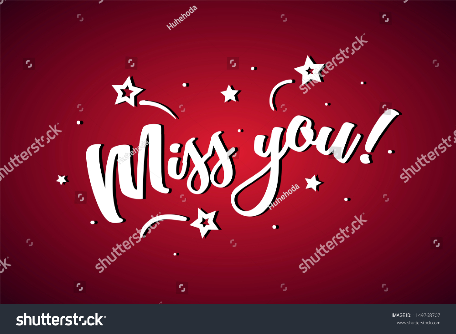 Miss You Lettering Card Banner Beautiful Stock Vector (Royalty Free ...