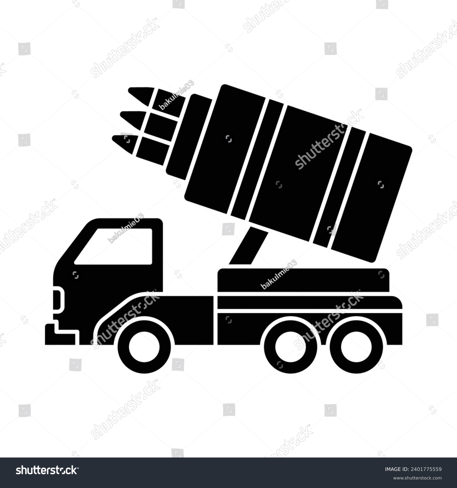 black rocket launcher truck clip art preview